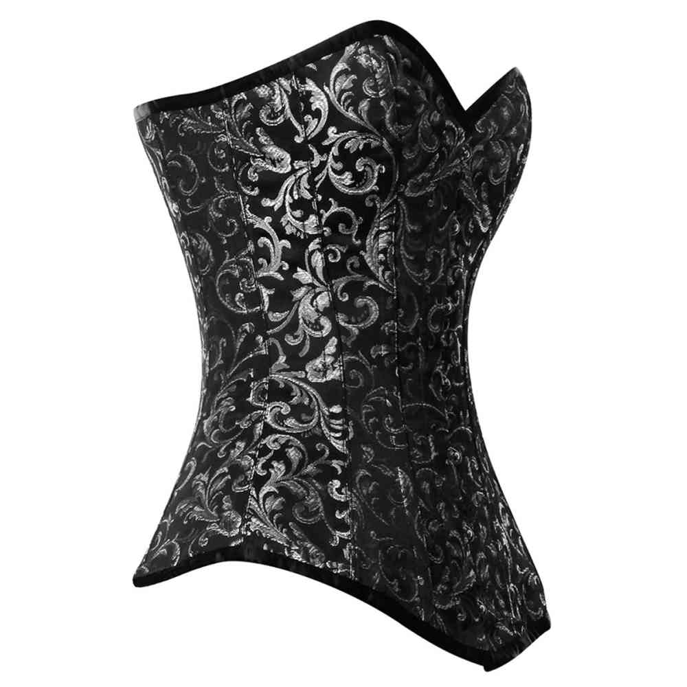 Attitude Corsets - Lamiadon Vollbrust Korsett - Silberfarben/Schwarz